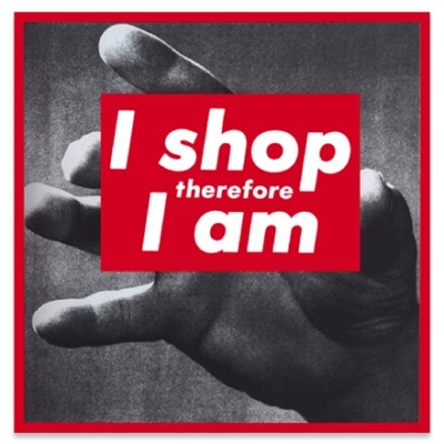 Barbara Krunger, I shop therefore I am, 1987, serigrafia fotografica su vinile